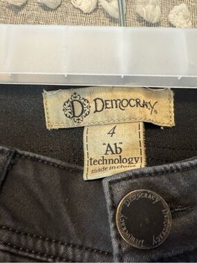 Democracy Black Denim Jeans with Logo Button